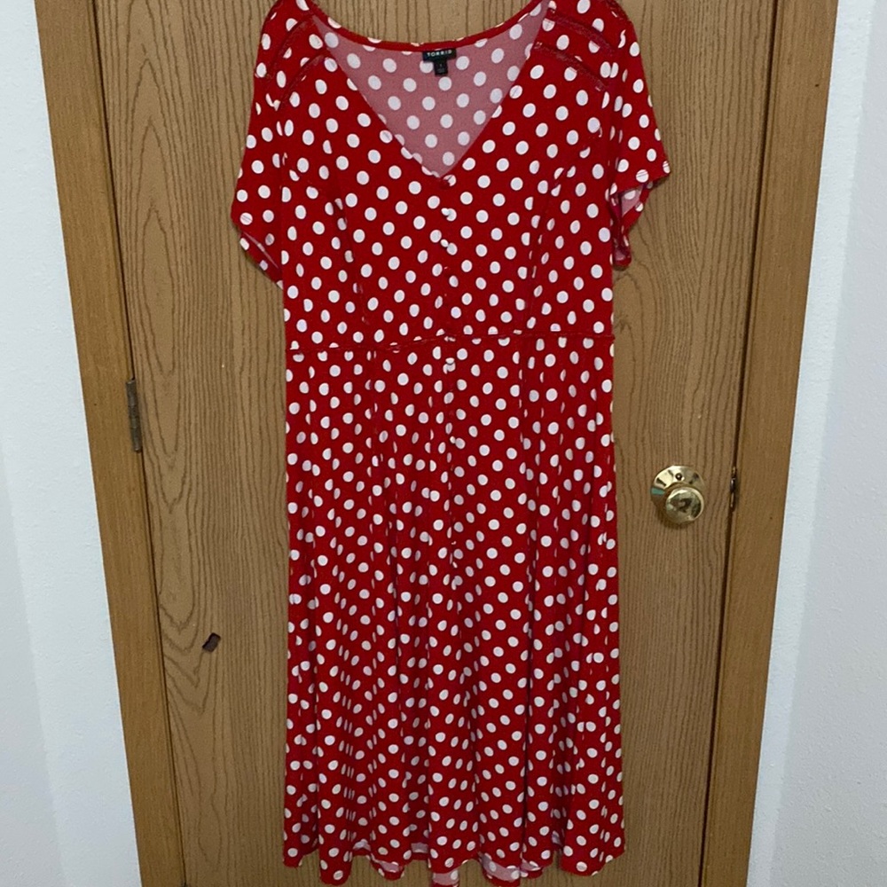 Torrid red and white polka dot dress size 1x